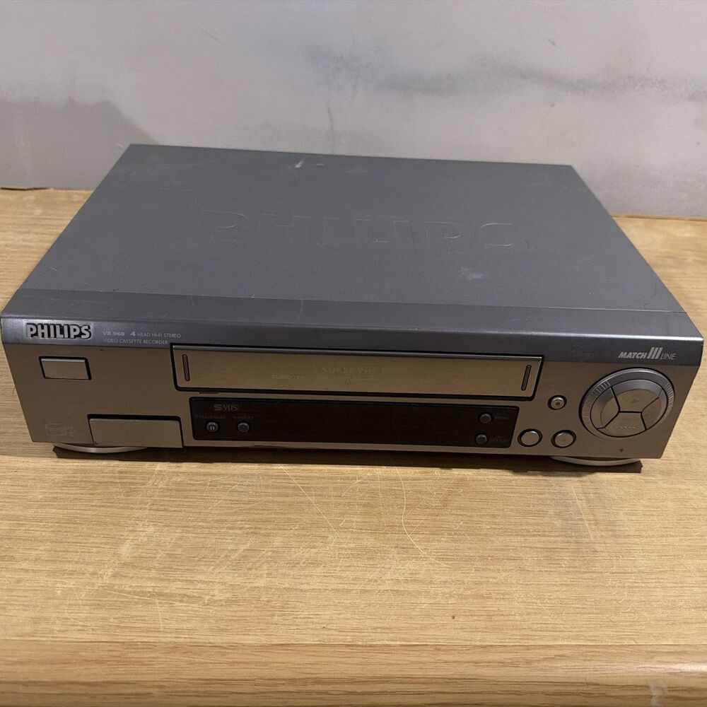 Philips VR960 Super VHS S-VHS VCR 4 Head Hi-Fi Stereo Turbo Drive VHS Player
